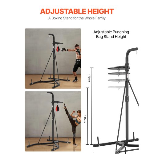 2 in 1 Punching Bag Stand Steel Heavy Duty Workout Equipment Adjustable