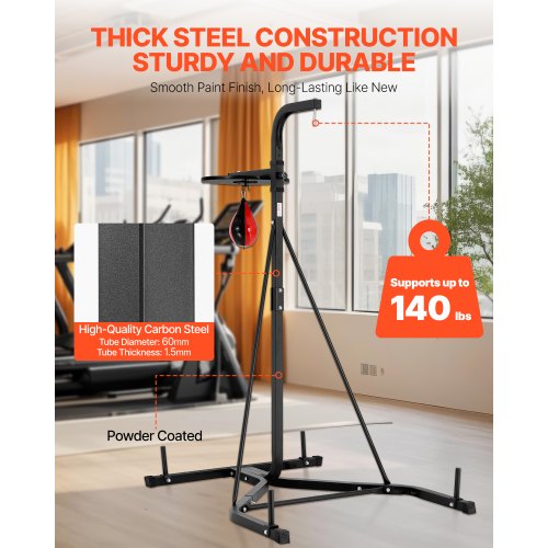 2 in 1 Punching Bag Stand Steel Heavy Duty Workout Equipment Adjustable
