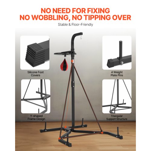 2 in 1 Punching Bag Stand Steel Heavy Duty Workout Equipment Adjustable