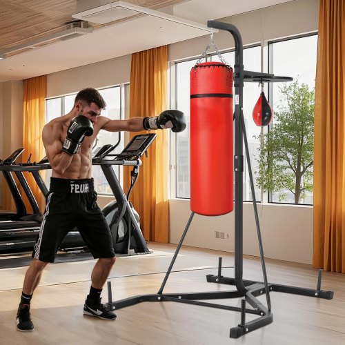 2 in 1 Punching Bag Stand Steel Heavy Duty Workout Equipment Adjustable