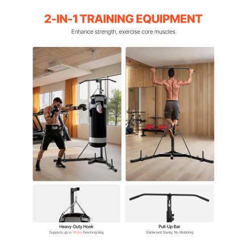 2 in 1 Punching Bag Stand Steel Heavy Duty Workout Equipment Adjustable