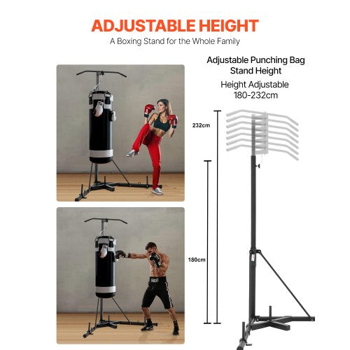2 in 1 Punching Bag Stand Steel Heavy Duty Workout Equipment Adjustable