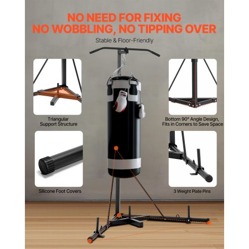 2 in 1 Punching Bag Stand Steel Heavy Duty Workout Equipment Adjustable
