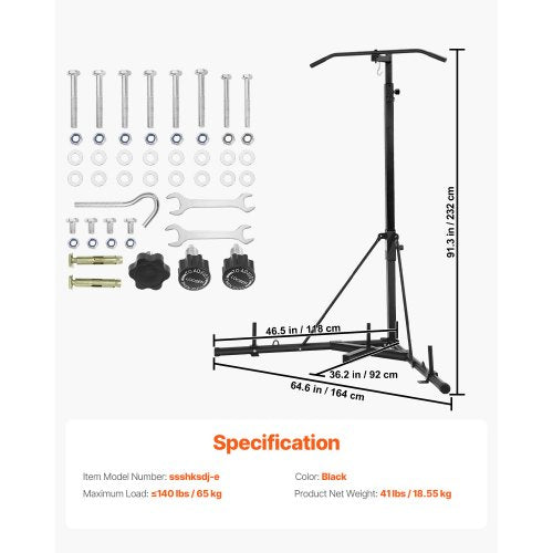 2 in 1 Punching Bag Stand Steel Heavy Duty Workout Equipment Adjustable