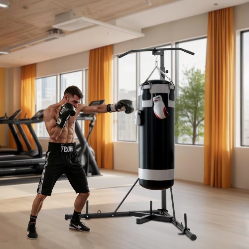 2 in 1 Punching Bag Stand Steel Heavy Duty Workout Equipment Adjustable