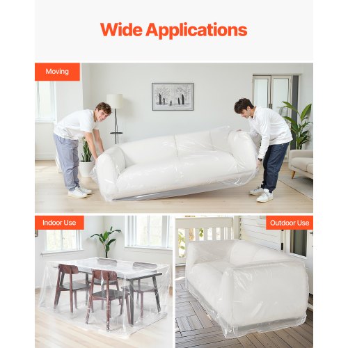 Plastic Couch Cover 4 Mil Thickened Sofa Cover for Moving HeavyDuty Clear