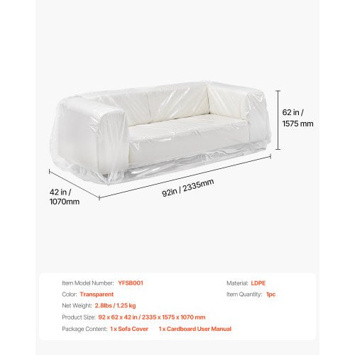 Plastic Couch Cover 4 Mil Thickened Sofa Cover for Moving HeavyDuty Clear