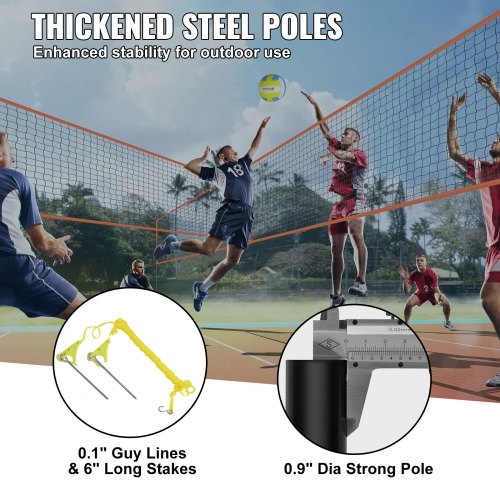 4Way Volleyball Net Adjustable Height Badminton Net Set for Backyard Beach