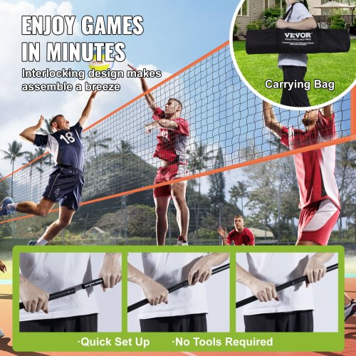 4Way Volleyball Net Adjustable Height Badminton Net Set for Backyard Beach