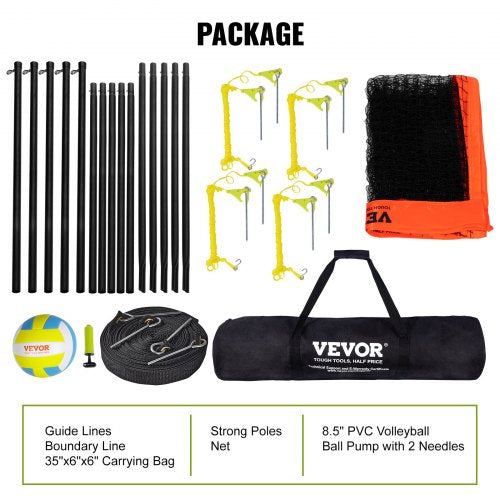 4Way Volleyball Net Adjustable Height Badminton Net Set for Backyard Beach