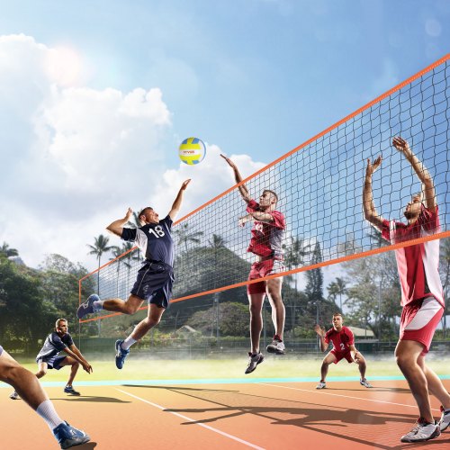 4Way Volleyball Net Adjustable Height Badminton Net Set for Backyard Beach