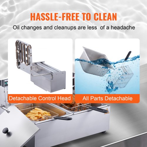 Commercial Electric Deep Fryer Countertop Deep Fryer Dual Detachable Tanks –