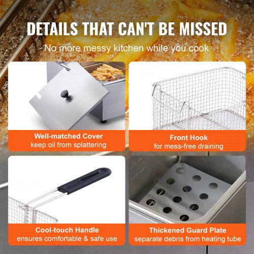 Commercial Electric Deep Fryer Countertop Deep Fryer Dual Detachable Tanks –