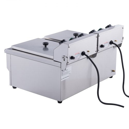 Commercial Electric Deep Fryer Countertop Deep Fryer Dual Detachable Tanks –