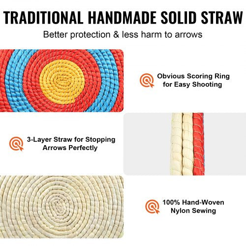 Archery Target 3 Layers 20 Arrow Target Traditional Solid Straw Round