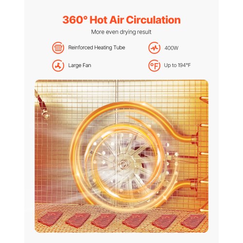 Food Dehydrator Machine 6 Stainless Steel Trays 400W Electric Food Dryer
