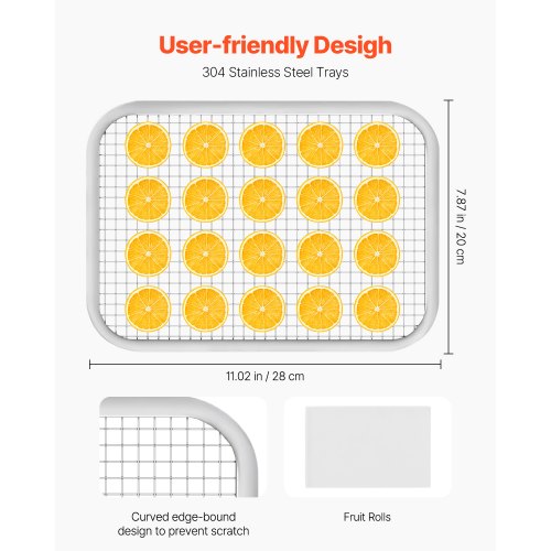 Food Dehydrator Machine 6 Stainless Steel Trays 400W Electric Food Dryer