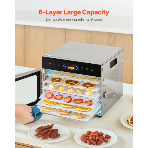 Food Dehydrator Machine 6 Stainless Steel Trays 400W Electric Food Dryer