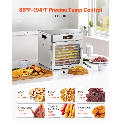 Food Dehydrator Machine 8 Stainless Steel Trays 400W Electric Food Dryer
