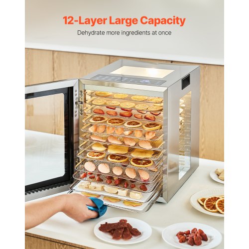 Food Dehydrator Machine 12 Stainless Steel Trays 850W Electric Food Dryer