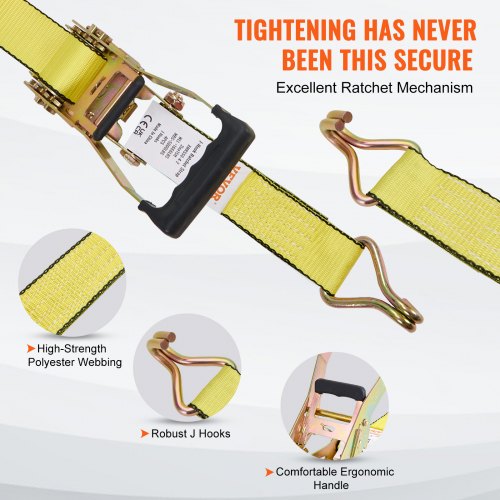 Ratchet Tie Down Straps 4PK 5000 lb Break Strength Double J Hook