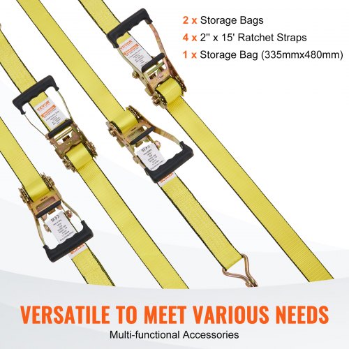 Ratchet Tie Down Straps 4PK 5000 lb Break Strength Double J Hook