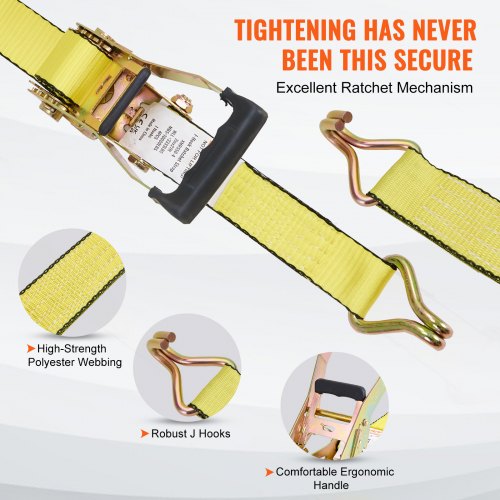 Ratchet Tie Down Straps 4PK 10000 lb Break Strength Double J Hook