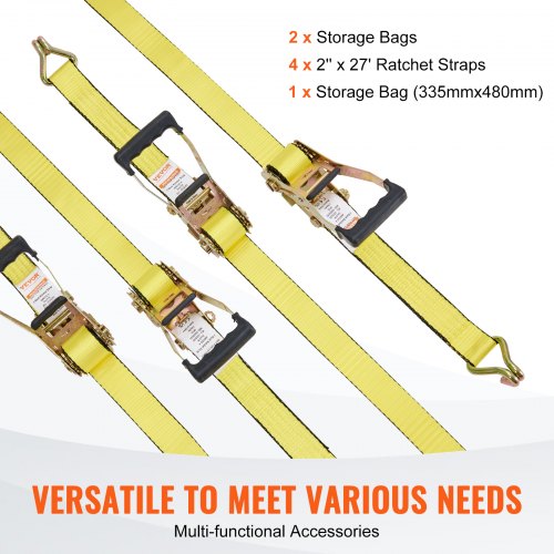Ratchet Tie Down Straps 4PK 10000 lb Break Strength Double J Hook