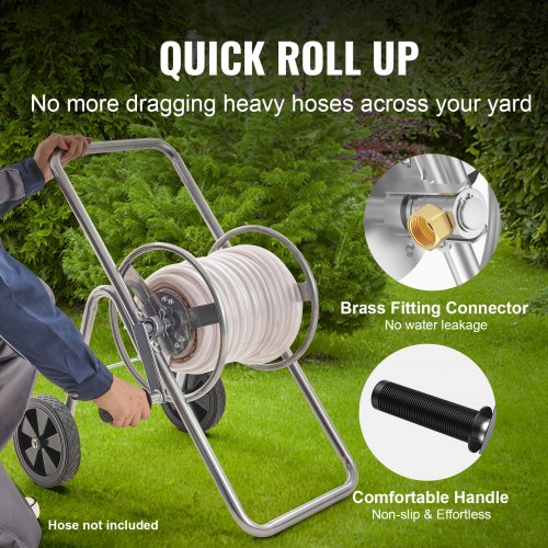 Hose Reel Cart Hold Up to 175 ft of 58’’ Hose Hose Not Included Garden