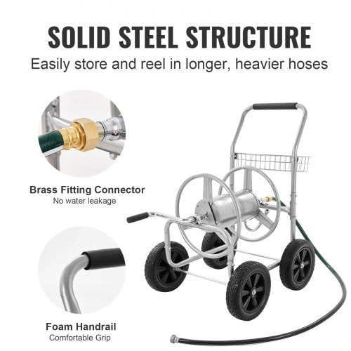 Hose Reel Cart Hold Up to 250 ft of 58’’ Hose Garden Water Hose Carts