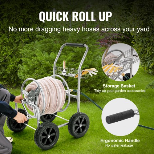 Hose Reel Cart Hold Up to 250 ft of 58’’ Hose Garden Water Hose Carts