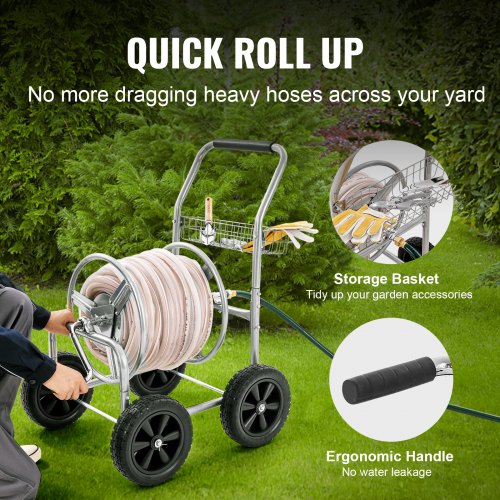 Hose Reel Cart Hold Up to 300 ft of 58’’ Hose Garden Water Hose Carts