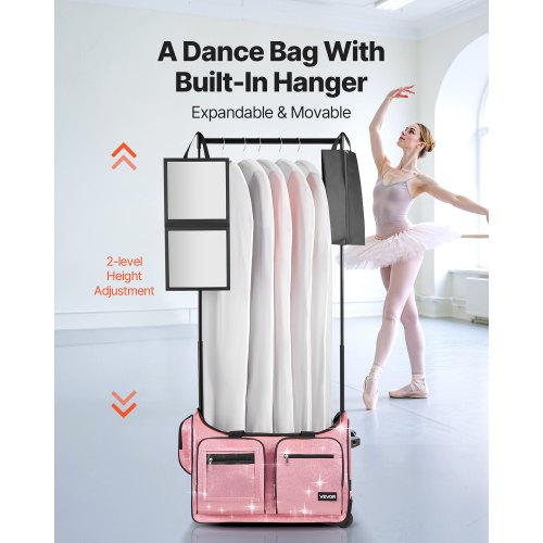 Dance Bag with Garment Rack 23 Inch Rolling Dance Duffel with Wheels USB