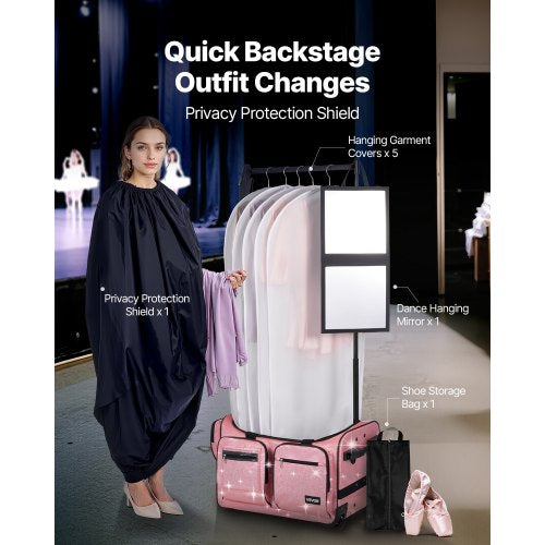 Dance Bag with Garment Rack 23 Inch Rolling Dance Duffel with Wheels USB