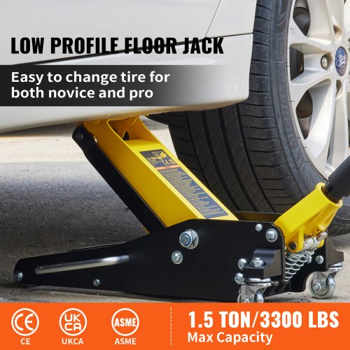 15 Ton Low Profile Aluminum Steel Racing Floor Jack Dual Pump Lift Car – 950 MM