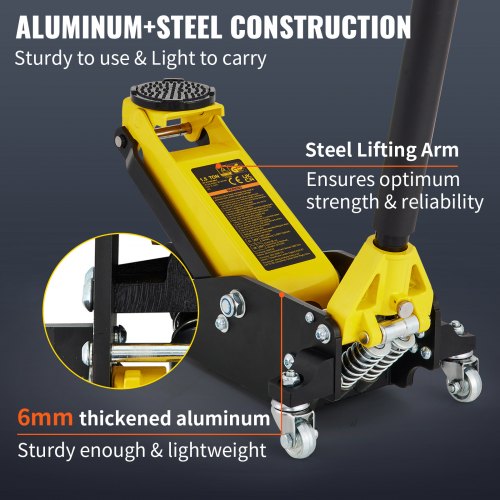15 Ton Low Profile Aluminum Steel Racing Floor Jack Dual Pump Lift Car – 950 MM