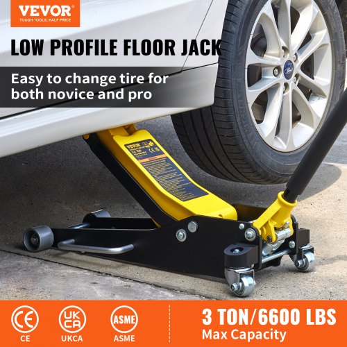3 Ton Low Profile Aluminum Steel Racing Floor Jack Dual Pump Lift Car Auto –