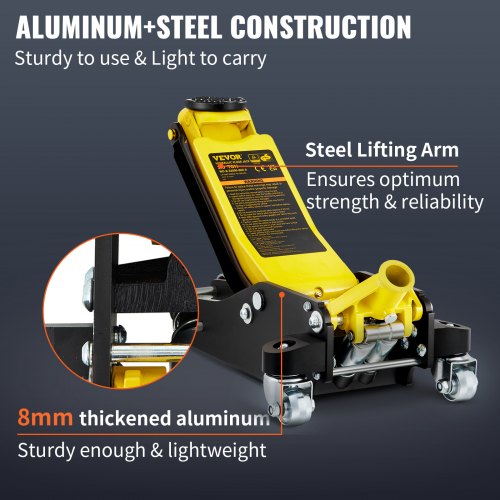 3 Ton Low Profile Aluminum Steel Racing Floor Jack Dual Pump Lift Car Auto –