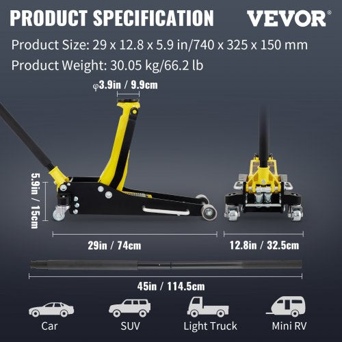3 Ton Low Profile Aluminum Steel Racing Floor Jack Dual Pump Lift Car Auto –