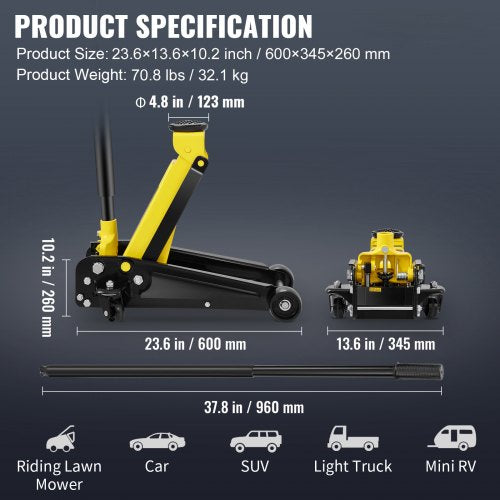 Floor Jack 3 Ton Low Profile Floor Jack Heavyduty Steel Racing Floor Jack