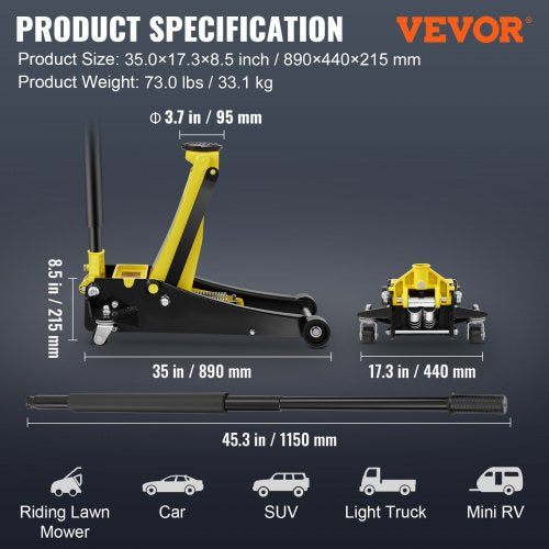 Floor Jack 3 Ton Low Profile Floor Jack Heavyduty Steel Racing Floor Jack