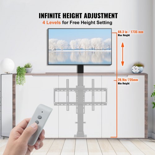 Automated TV Elevator 394 Stroke Supports 3270 TVs Adjustable Height