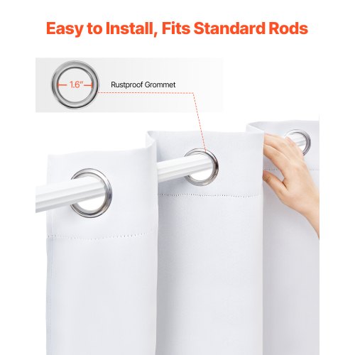 Blackout Curtains White Blocking Drapes for Bedroom and Living Room 2