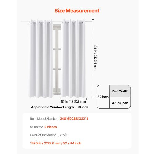 Blackout Curtains White Blocking Drapes for Bedroom and Living Room 2