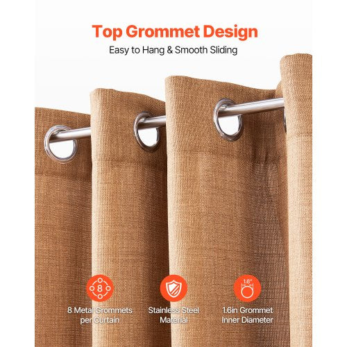 Natural Linen Curtains 52 x 84 inch 2 Panels Set Grommet Light Filtering