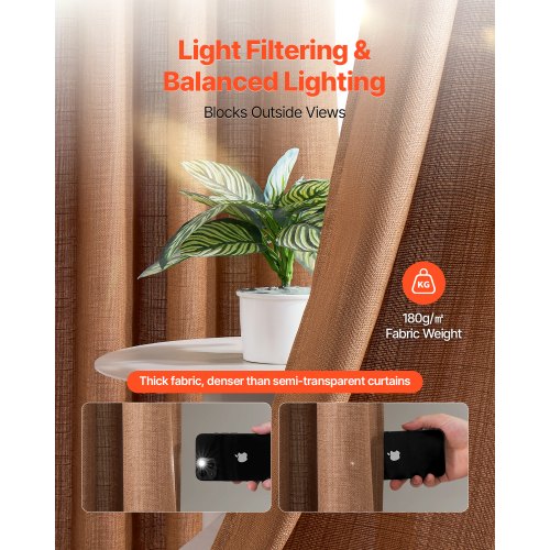 Natural Linen Curtains 52 x 84 inch 2 Panels Set Grommet Light Filtering