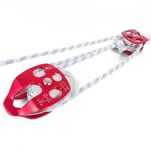 Twin Sheave Block and Tackle 7700LBS Pulley 150Ft 12Inch Double Braid Rope