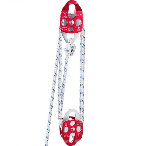 Twin Sheave Block and Tackle 7700LBS Pulley 150Ft 12Inch Double Braid Rope