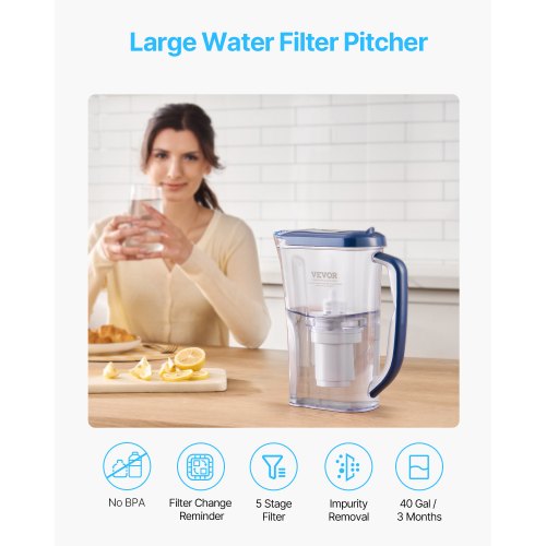 Water Filter Pitcher 9 Cup 5stage Water Filter Dispenser Fast Filtration