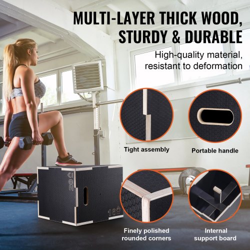 3 in 1 Plyometric Jump Box 201816 Inch Wooden Plyo Box Platform